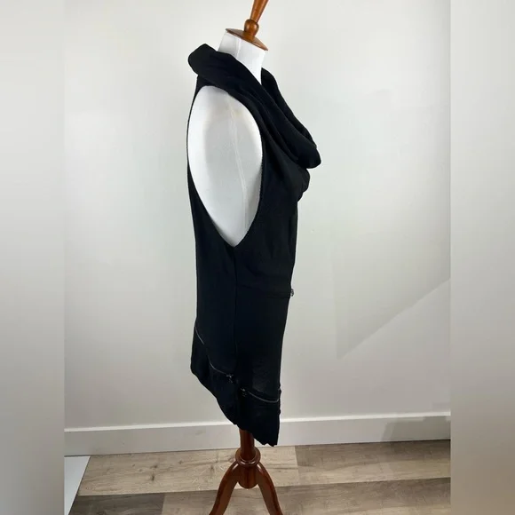 PREACH Italy Draped Cowl Neck Zip Dress Black Size L Avant Garde Made in Italy - Picture 16 of 16
